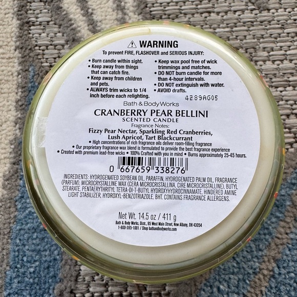 Bath & Body Works Cranberry Pear Bellini 3-Wick Soy Wax Blend Candle - Picture 3 of 4